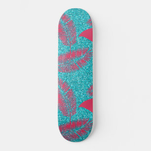 Skate Flamingo Rosa Amante de Aves Exóticas Folhas de Pa