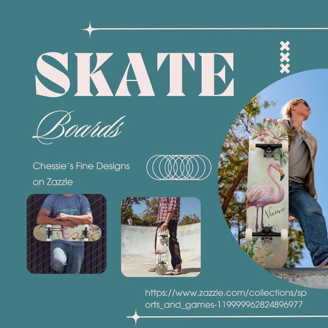 Skate Flamingo Tropical Botânica (Criador carregado)