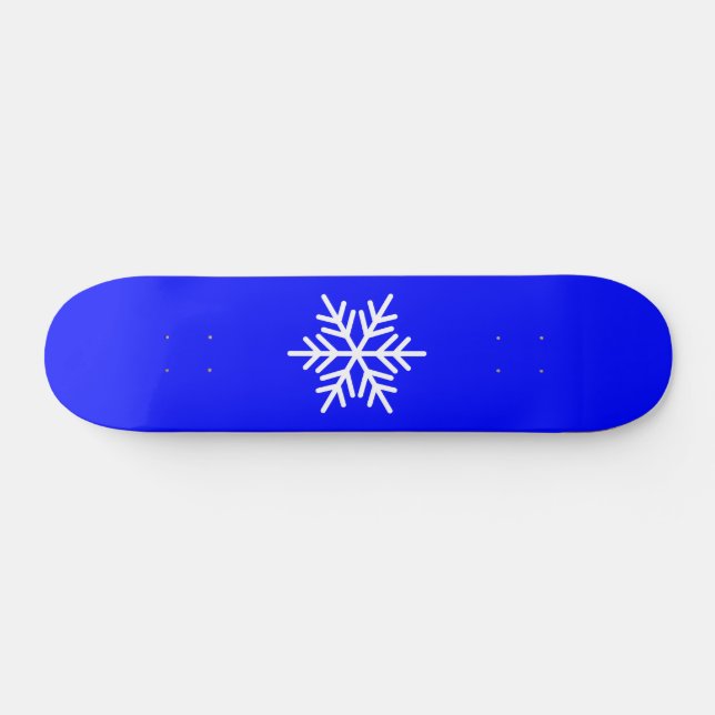 Skate Floco de neve branco nórdico Fundo azul real (Horz)