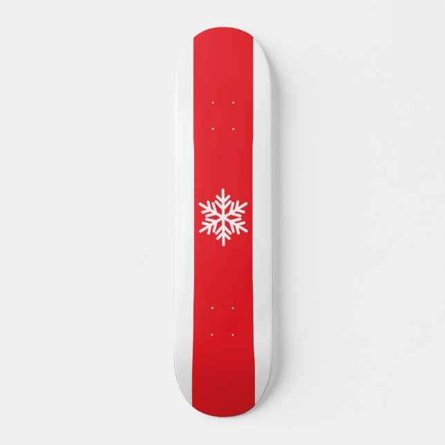 Skate Floco de neve Vermelho Branco Brilhante (Frente)