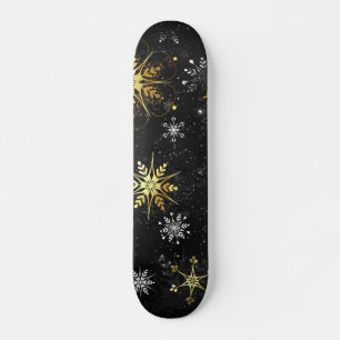 Skate Flocos de neve do Ouro Xmas em preto