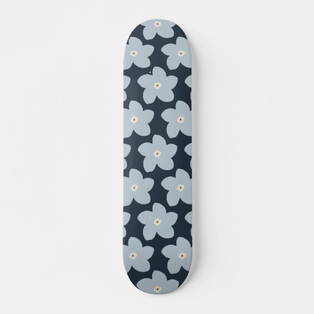 Skate Flor Azul Claro E Azul Marinho Retro (Frente)
