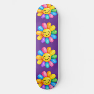 Skate Flor Colorida Feliz Arco-íris