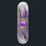 Skate Flor de Arte Abstrato, Enérgica e Colorida<br><div class="desc">Uma flor de fantasia multicolorida e poderosa,  arte floral fractal única. Design para seu skate decorativo incomum e muito mais.</div>