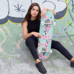 Skate Flor de Cereja Rosa Turquesa<br><div class="desc">sakura flores florais design elegante chinês asiático moderno trendê moderno</div>
