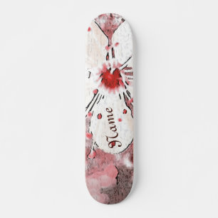 Skate flor de cerejeira vermelho e branco feminino sakur