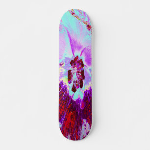 Skate Flor de Hibisco Abstrata Tropical Aquamarinha e Ro