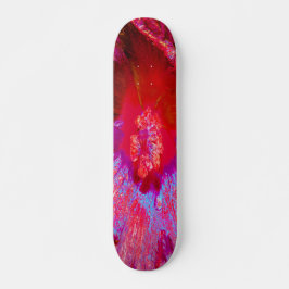 Skate Flor de Hibiscus Vermelho Retro Triquete Psicodéli