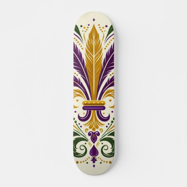 Skate Flor de lis, de cor verde, amarela (Frente)
