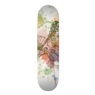 Skate Flor do hibiscus & fundo da aguarela