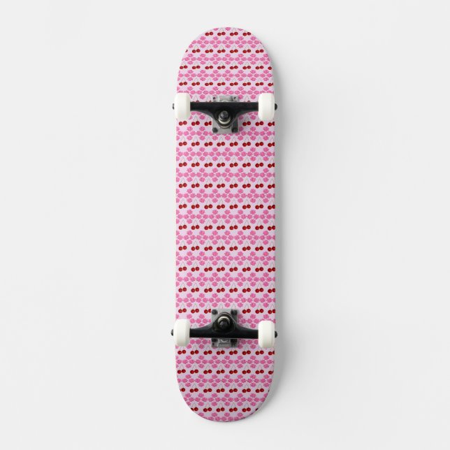 Skate Flor e cerejas cor-de-rosa Primavera (Frente)