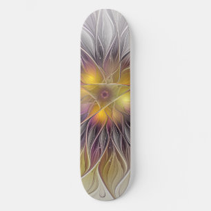 Skate Flor Luminosa Colorida, Fractal Moderno Abstrato