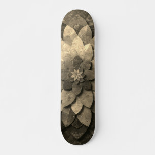 Skate Flor Texturizada com Mandala, Ouro antigo