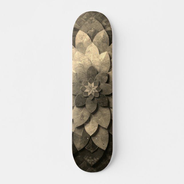 Skate Flor Texturizada com Mandala, Ouro antigo (Frente)