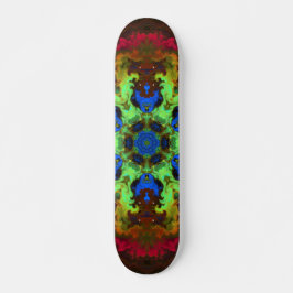 Skate Flor Verde Azul e Vermelho, Flor Mandala Psicodéli