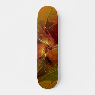 Skate Flor verde-laranja-abstrato Vermelho Castanho-Cast