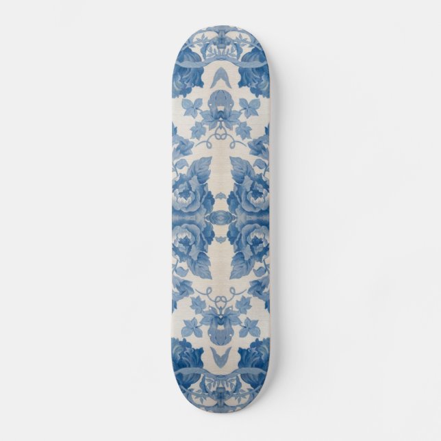 Skate Floral azul-vegetal legante (Frente)