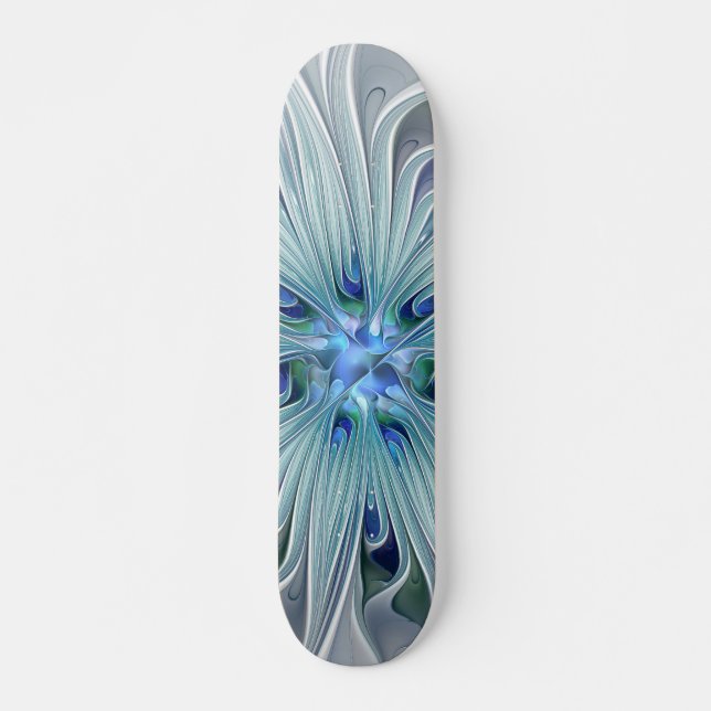 Skate Floral Beauty Abstrato Modern Blue Pastel Flower (Frente)