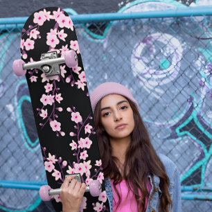 Skate Floral Cherry Blossom Rosa Negra