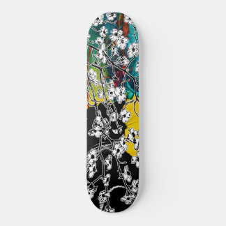 Skate Floral de Abstrato de Gato Preto de Cereja