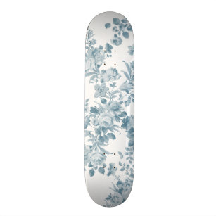 Skate Floral elegante boémio branco azul Pastel