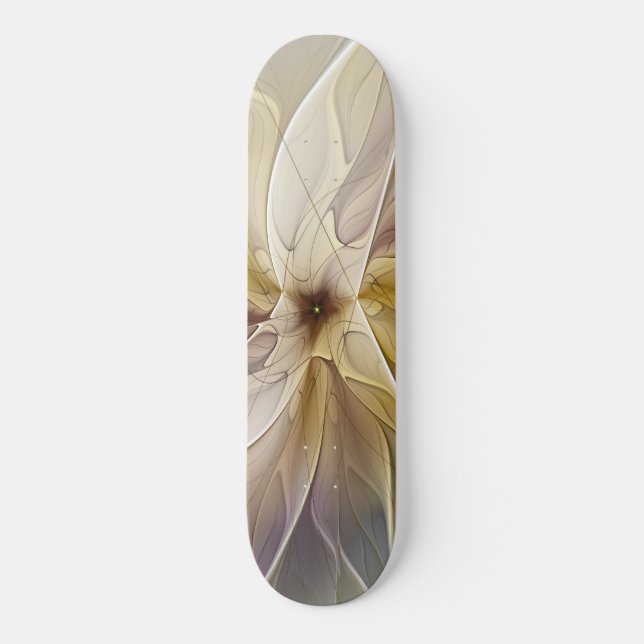 Skate Floral Fantasy Dourada Eggplant Abstrato Art Fract (Frente)