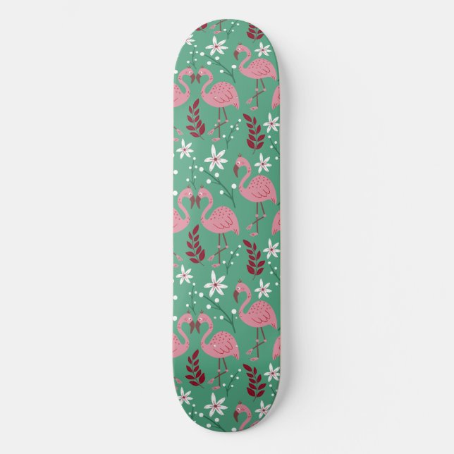 Skate Floral flamingo seamless pattern pink green (Frente)