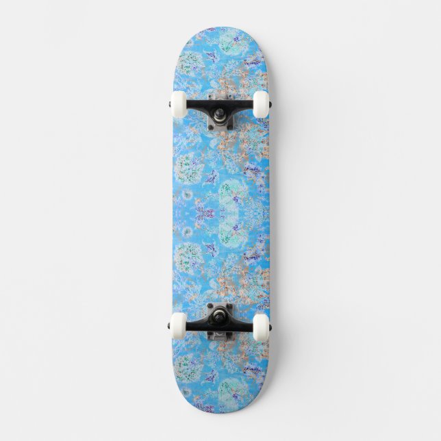 Skate Floral pastel azul adorável (Frente)