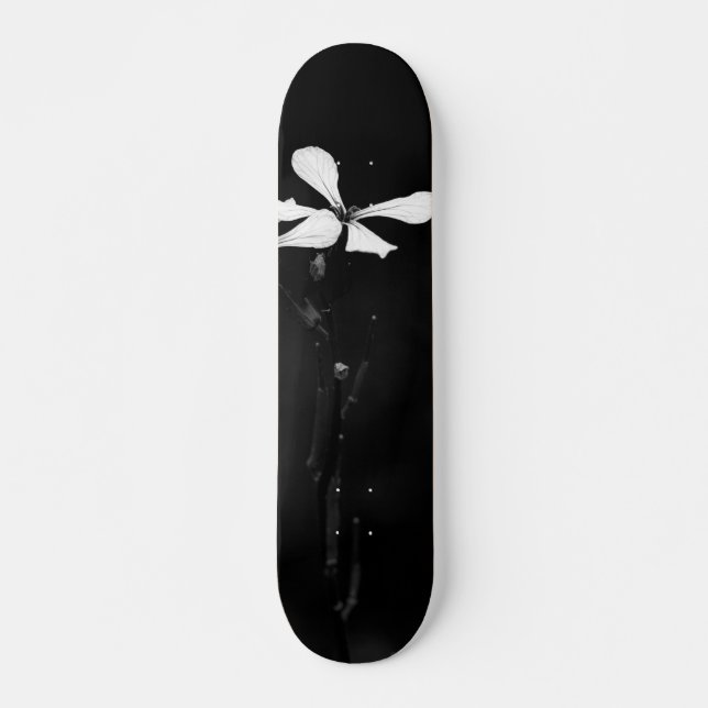 Skate floral preto e branco minimalista (Frente)