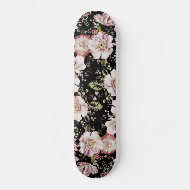 Skate floral preto-quic-chic-country da boêmia (Frente)