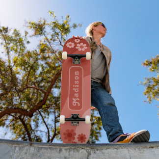 Skate Floral Retro Laranja Personalizado