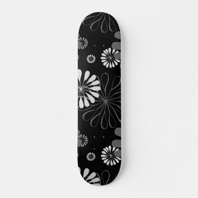 Skate Floral Retro Preto e Branco (Frente)
