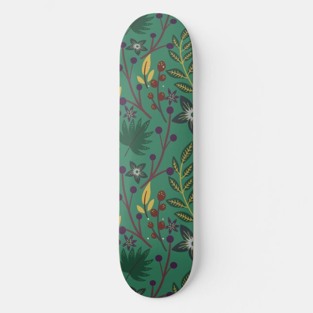 Skate Floral sem descontinuidades flores verdes (Frente)