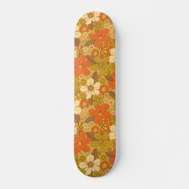 Skate Floral Verde Laranja e Verde Oleícola, Retro 60/70 (Frente)