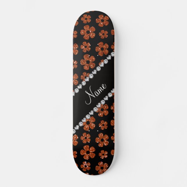 Skate Flores alaranjadas queimadas nome personalizadas (Frente)