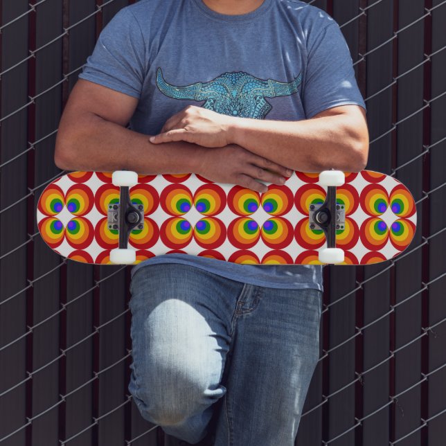 Skate Flores Arco-íris Trippy (Ao ar livre 3)