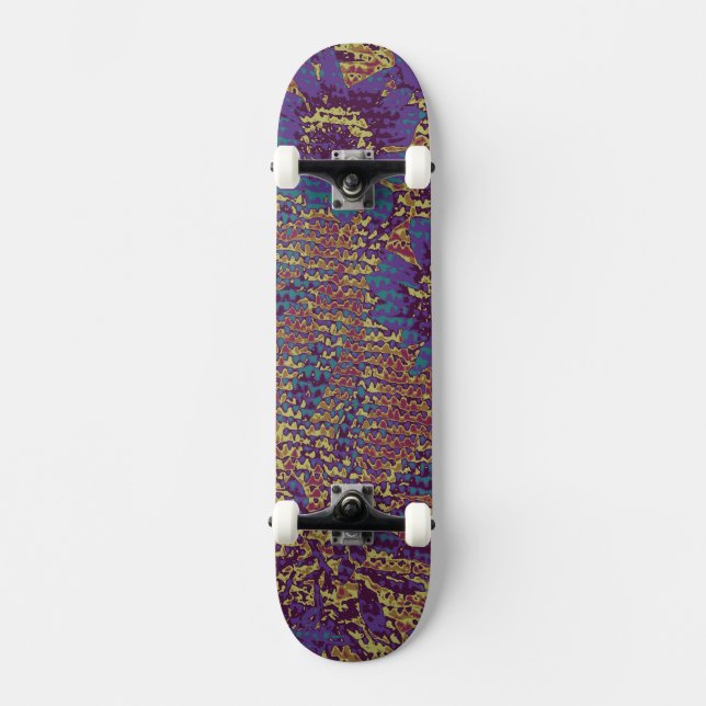 Skate Flores azuis contra o teste padrão da camuflagem (Frente)