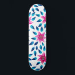 Skate Flores Azuis Cor-de-Rosa Brilhante Deixam Tinta Ac<br><div class="desc">Este padrão moderno e feminino é perfeito para a moda e na moda. Apresenta flores e padrões claros, pintados à mão, cor-de-rosa claro, cor-de-rosa pincelado, verde-lacrimogêneo e marinho azul-acrílicas, sobre um simples fundo branco. É arte, bonito, elegante, única e original. Estilize com estas flores pintadas à mão feitas pela artista...</div>