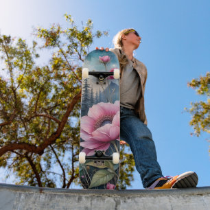 Skate Flores Cor-de-Rosa na Floresta
