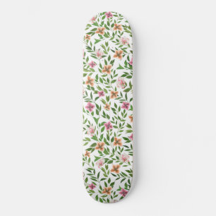 Skate Flores de Aquarela em Vinhas Subindo Folhas