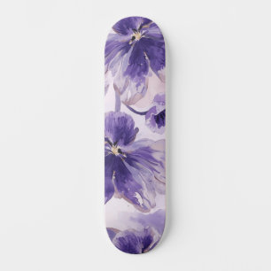 Skate Flores de Aquarela Roxas em Flor