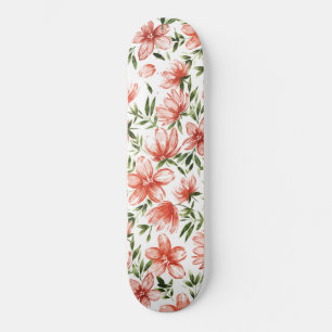 Skate Flores de Aquarela Vermelhas