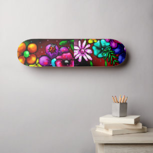 Skate Flores de Estilo de grafite e Vermelho Puro Rosa L