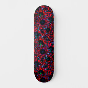 Skate Flores de Girassol Rosa Abstratas Coloridas da Mod