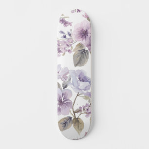 Skate Flores de Lavanda Aquarela Botânica Roxa