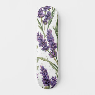 Skate Flores de Lavanda Roxa Botânica Aquarela