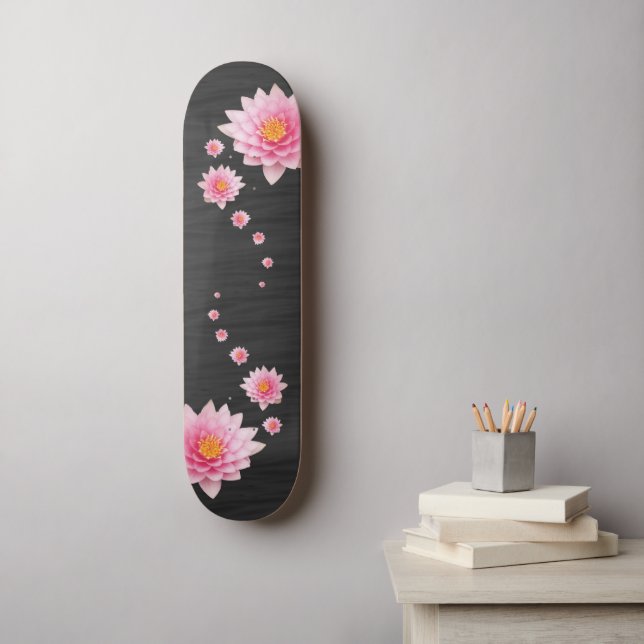 Skate Flores De Lotus Rosa Flutuantes Elegantes (Arte de parede)