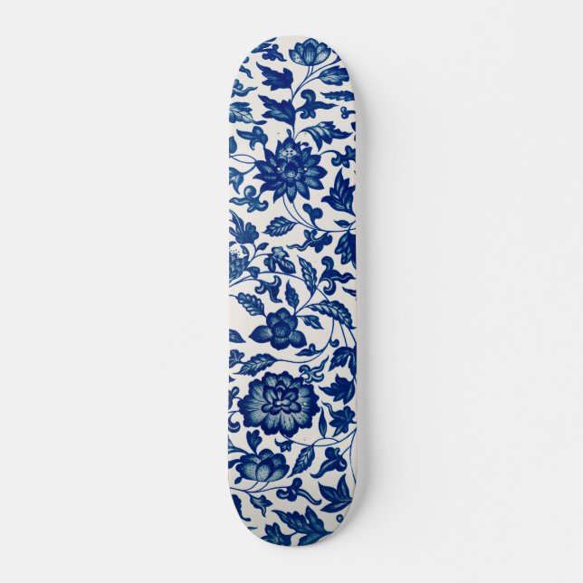 Skate flores de porcelana azul e branca (Frente)