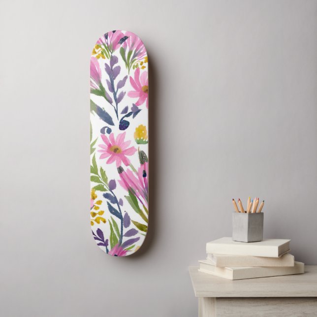 Skate Flores de primavera | Bonito Pastel Floral Waterco (Arte de parede)