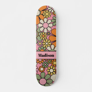 Skate Flores do Jardim Retro Groovy 60s 70s Nome Floral